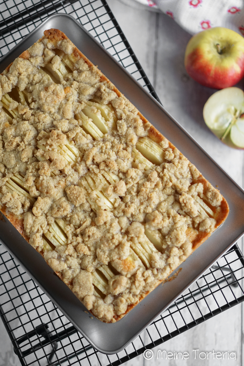 Apfelkuchen mit Zimtstreuseln - ohne Hefe - Meine Torteria